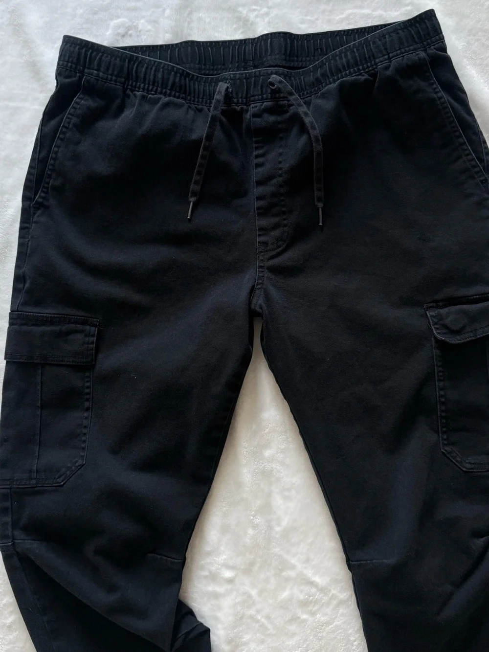 Empyre Black Cargo Joggers with Elastic Cuffs